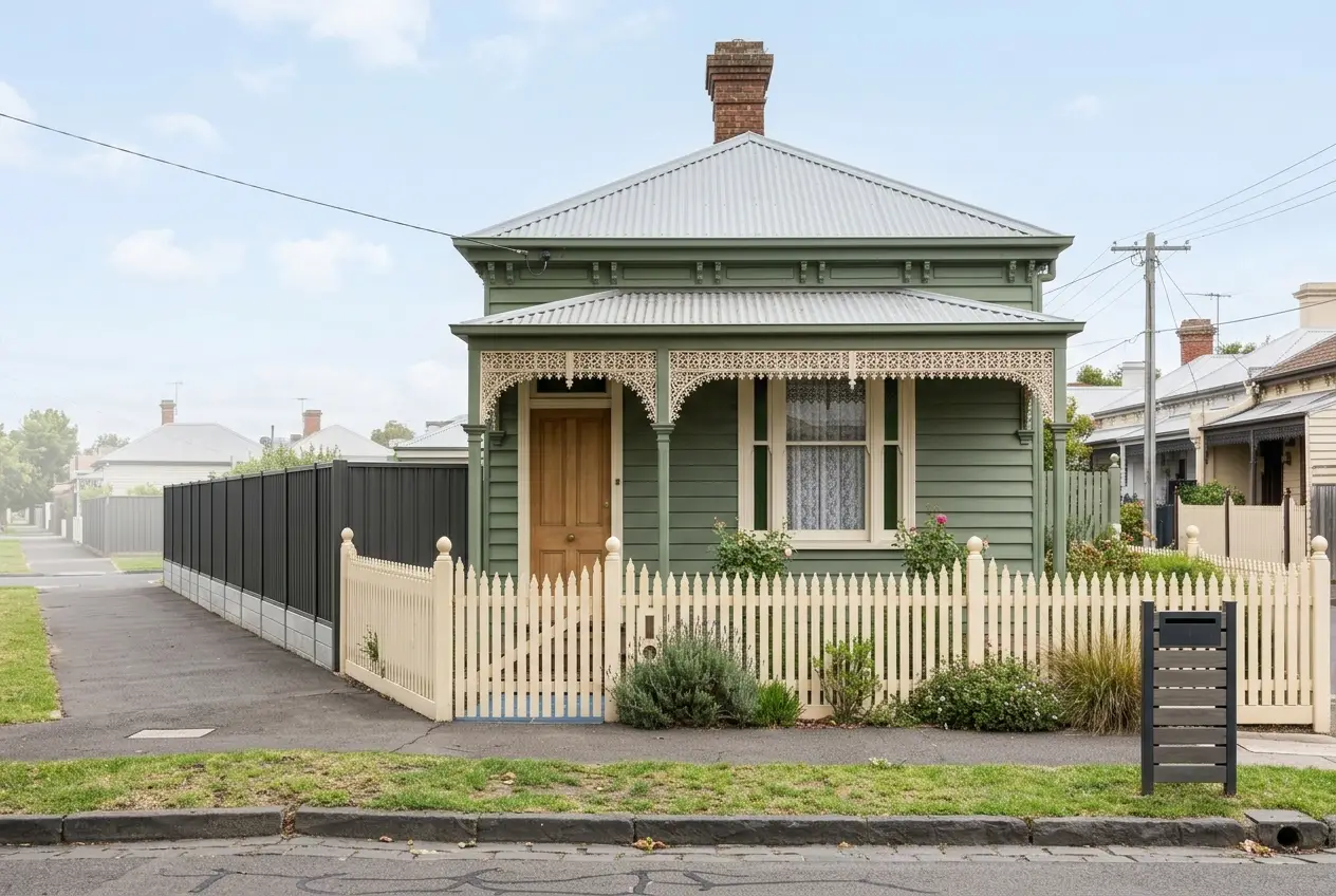 Single-fronted Victorian weatherboard cottage typical of Melbourne's inner west